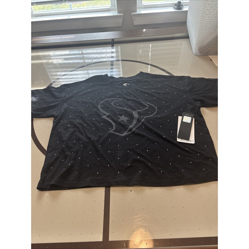Women's Size Medium Cropped NFL Starter Houston Texans Black T Shirt